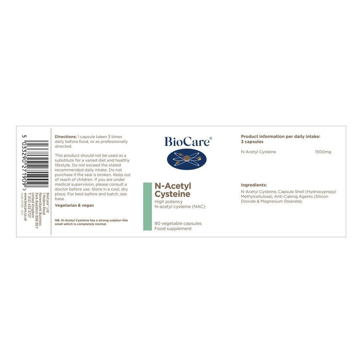 Biocare NAC ( N-Acetyl Cysteine), 90 caps - NZ Health Store