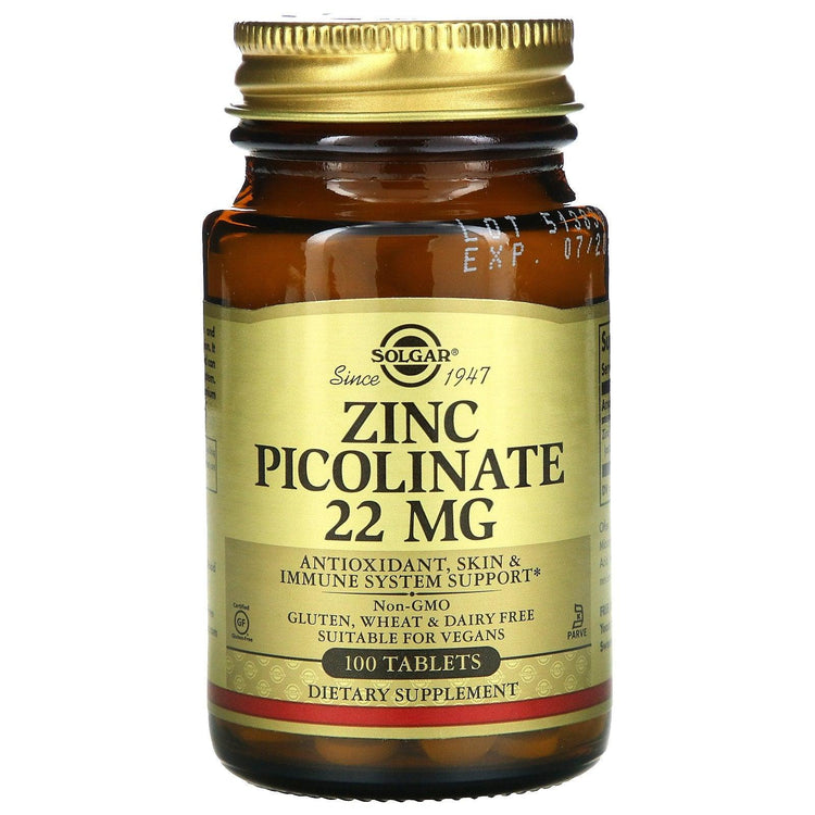 Solgar Zinc Picolinate 22 mg, 100 Tablets - NZ Health Store