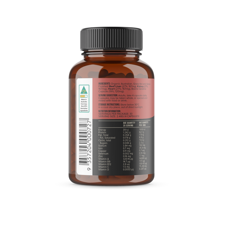 Chief Organic Beef Liver, Heart & Kidney, 120 Capsules