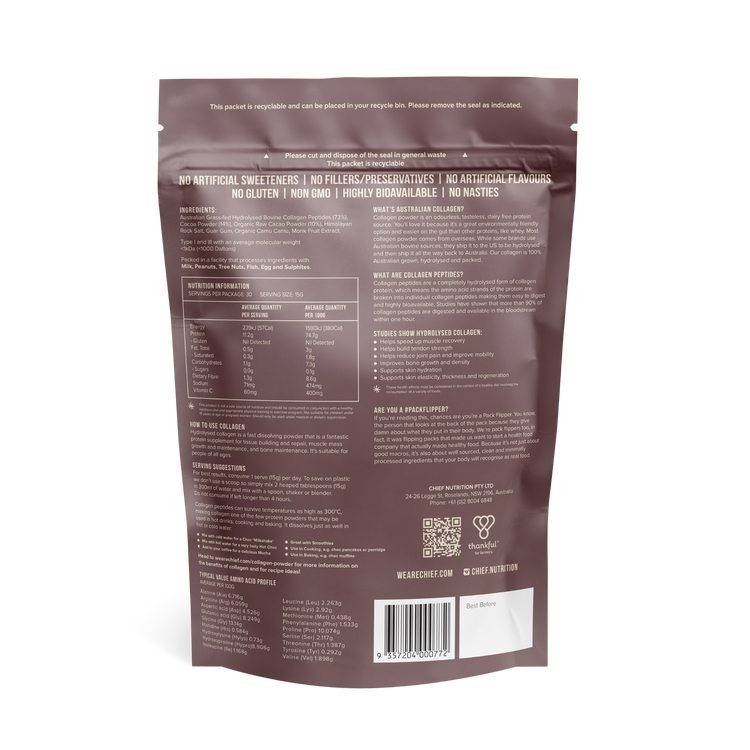 Chief Grass-fed Collagen Protein Powder Dark Chocolate, 450g