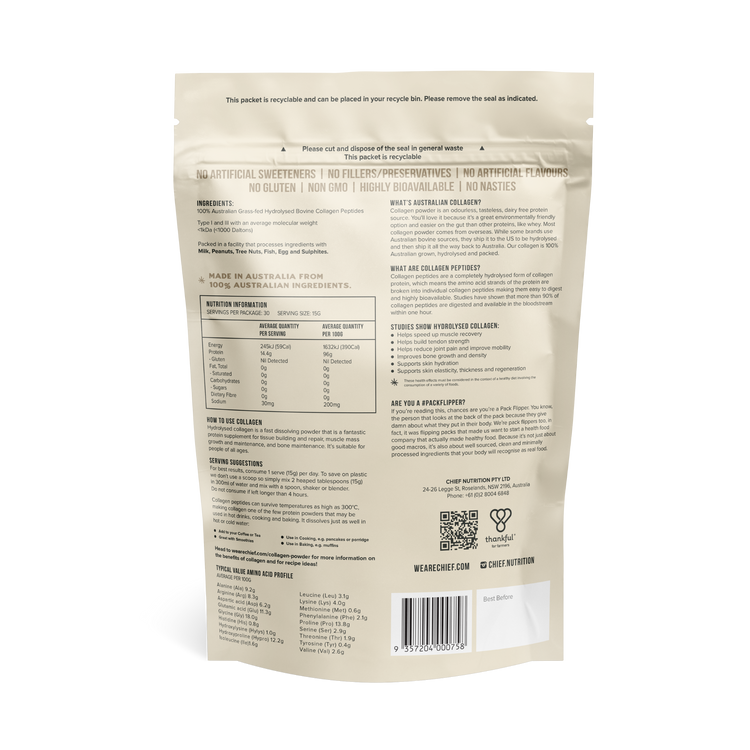 Chief Grass-fed Collagen Protein Powder Unflavoured, 450g