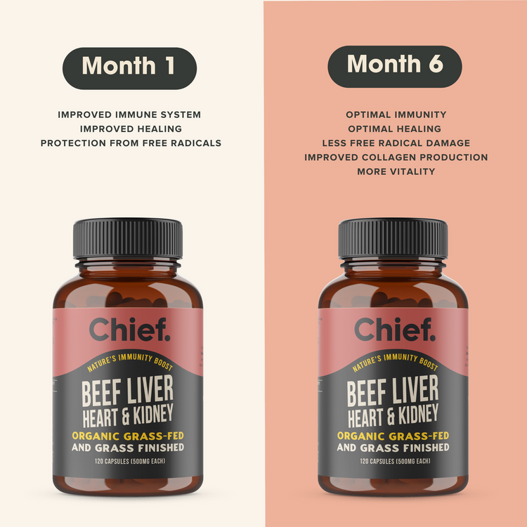 Chief Organic Beef Liver, Heart & Kidney, 120 Capsules