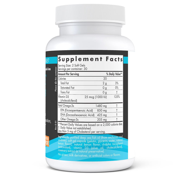 Nordic Naturals Ultimate Omega D3 Sport, Lemon 60 Soft Gels