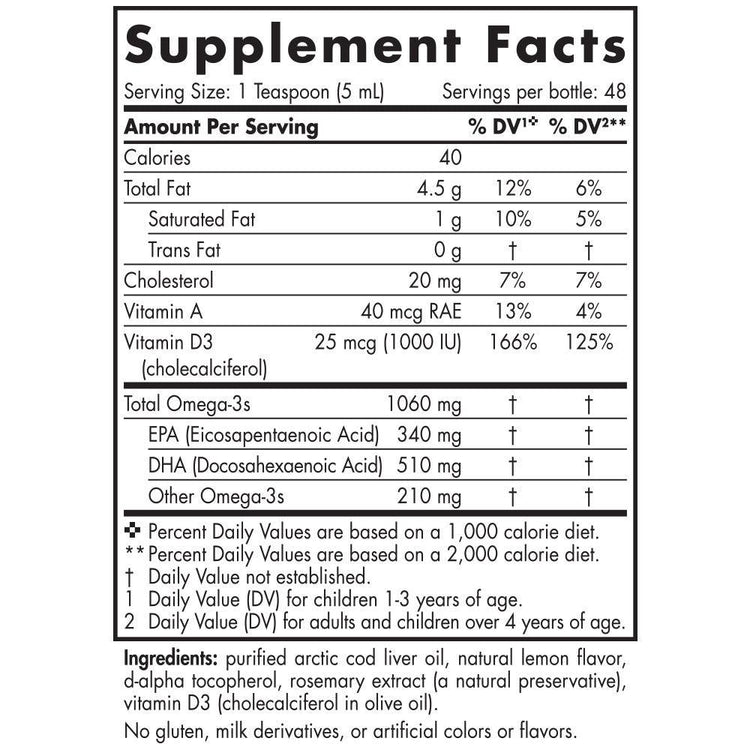 Nordic Naturals Arctic-D Cod Liver Oil (237ml) lemon - NZ Health Store