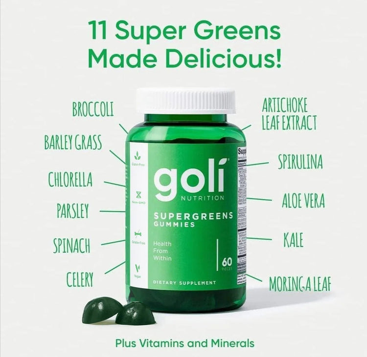 Goli Supergreens Gummies, 60 Gummies