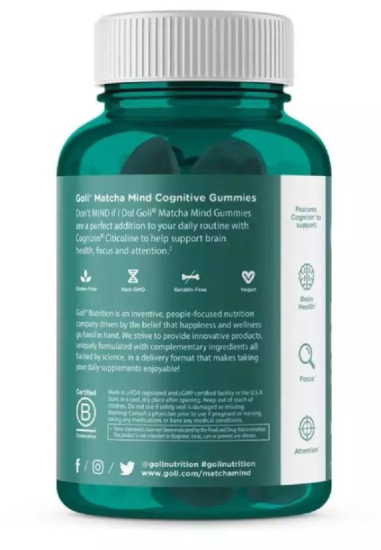Goli Matcha Mind, 60 Gummies
