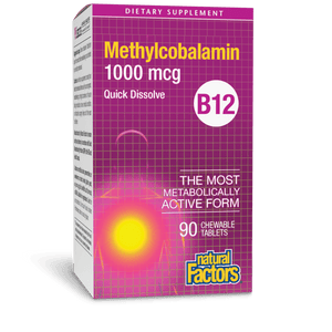 Natural Factors B12 Methylcobalamin 1,000 mcg, 90 Chewable Tablets - NZ Health Store