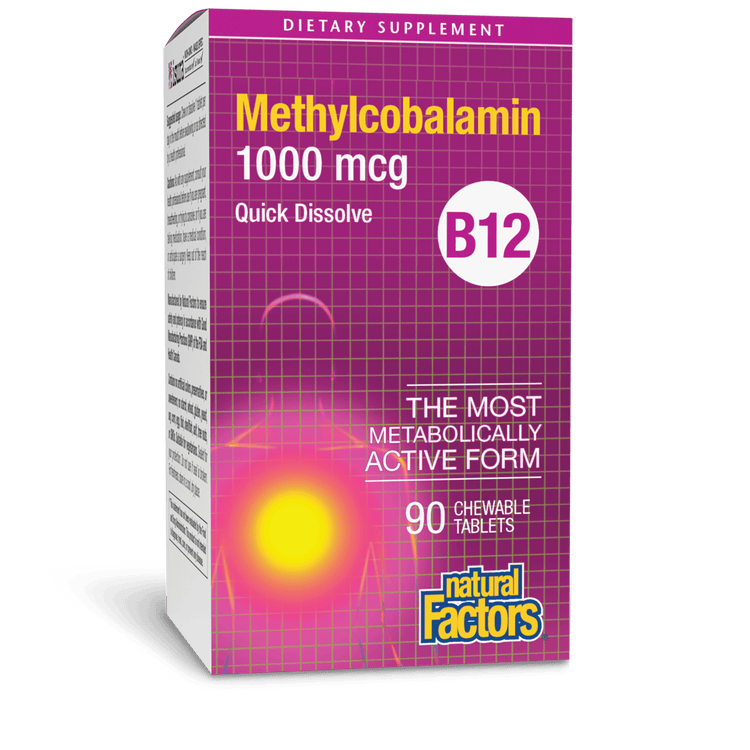 Natural Factors Vitamin B12 Methylcobalamin 1,000 mcg, 90 Chewable Tablets - NZ Health Store