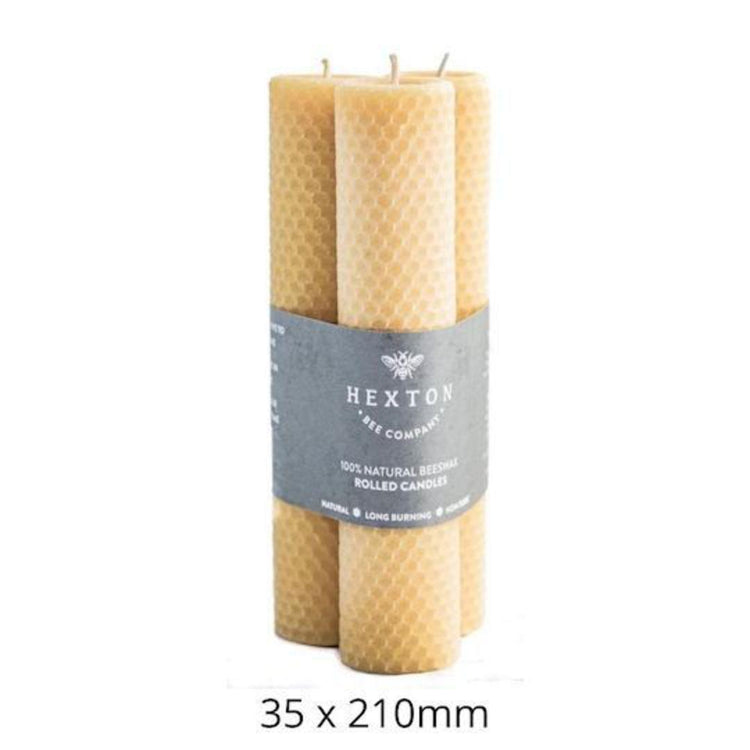Hexton Bee Company Rolled Beeswax Taper Candle Sets (3 sizes) - NZ Health Store