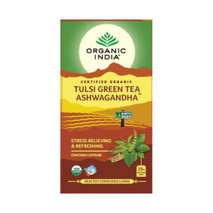 Organic India Tulsi Green Tea Ashwagandha, 25 tea bags - NZ Health Store