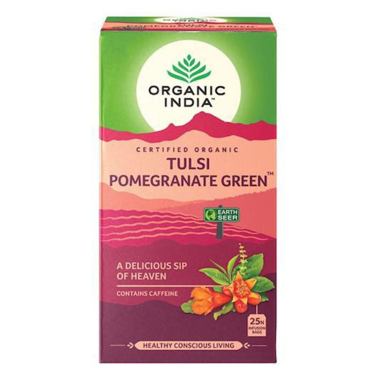 Organic India Tulsi Pomegranate Green, 25 tea bags - NZ Health Store