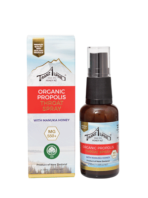 Tranzalpine Organic Propolis and Manuka MG550+ Throat Spray, 30ml - NZ Health Store