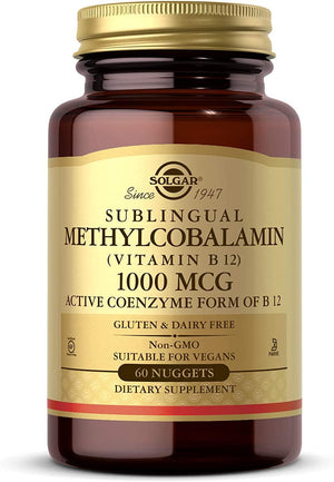 Solgar Methylcobalamin sublingual (Vitamin B12) 1000 mcg, 60 Nuggets - NZ Health Store