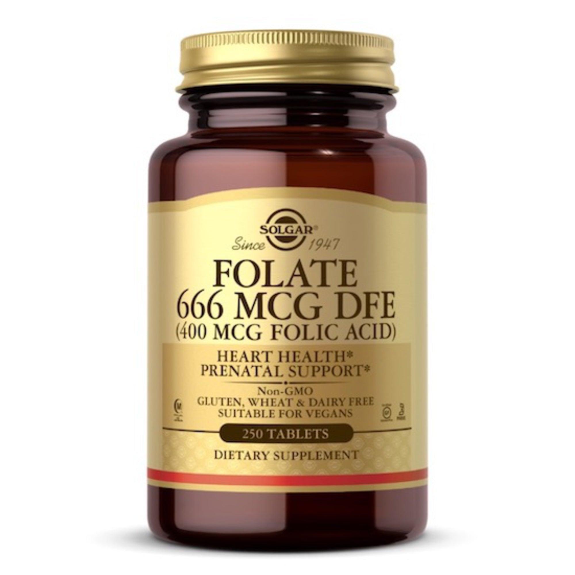 Solgar Folate 666 MCG DFE (Folic Acid 400 MCG) 250 Tablets – NZ Health ...