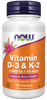 Now Vitamin D-3 1,000IU  & K-2 45mcg, 120 Capsules