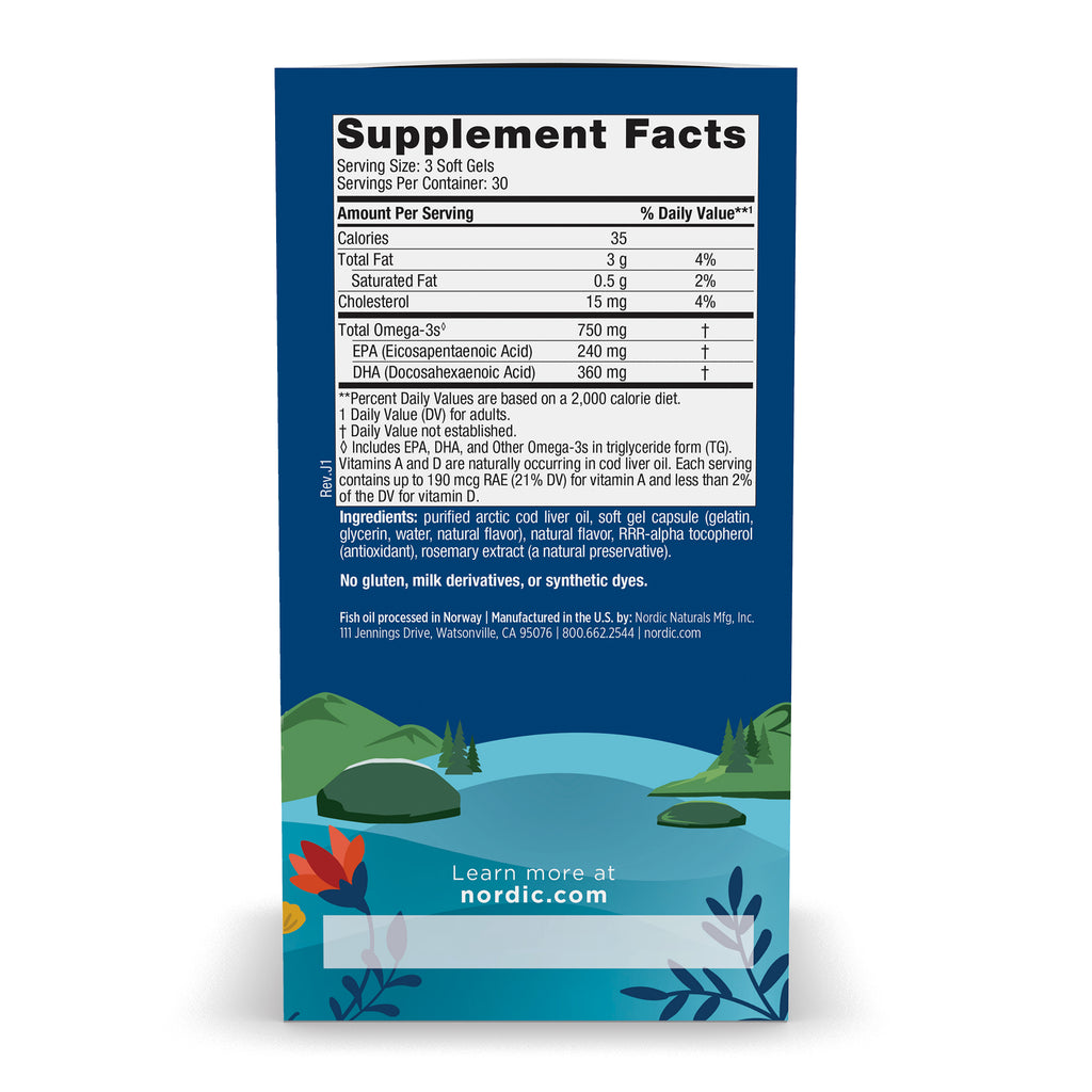 Nordic Naturals Arctic Cod Liver Oil, Soft Gels
