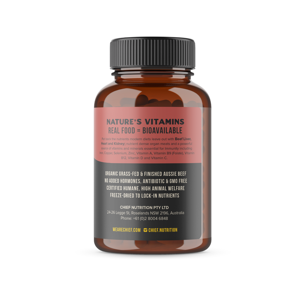 Chief Organic Beef Liver, Heart & Kidney, 120 Capsules