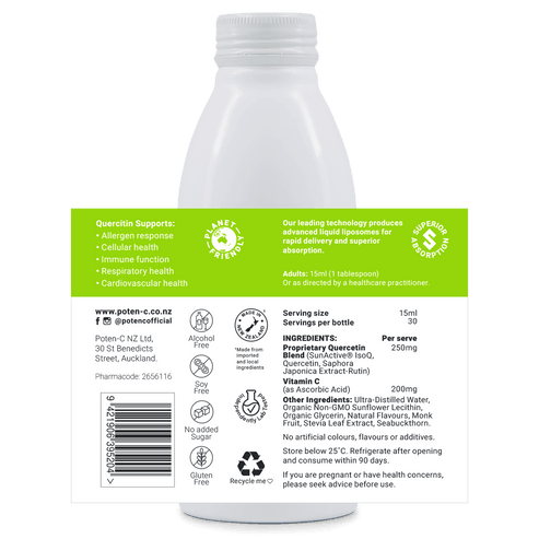 Poten-C Superdose Liposomal Quercetin 250mg - NZ Health Store