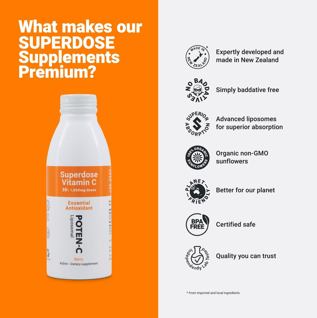 Poten-C Superdose Liposomal Vitamin C 1,000mg - NZ Health Store