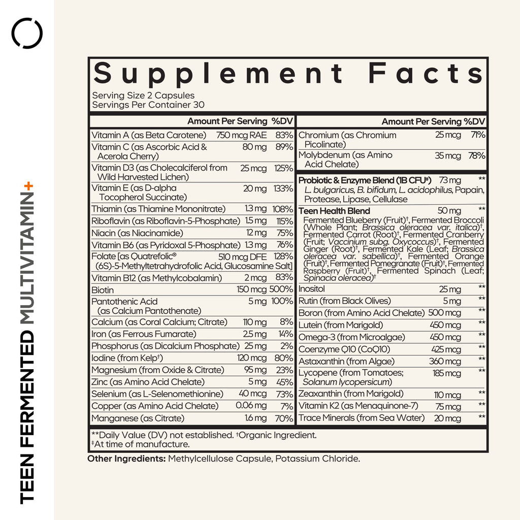 Codeage Teen Fermented Multivitamin+ 60 Vegetable Capsules