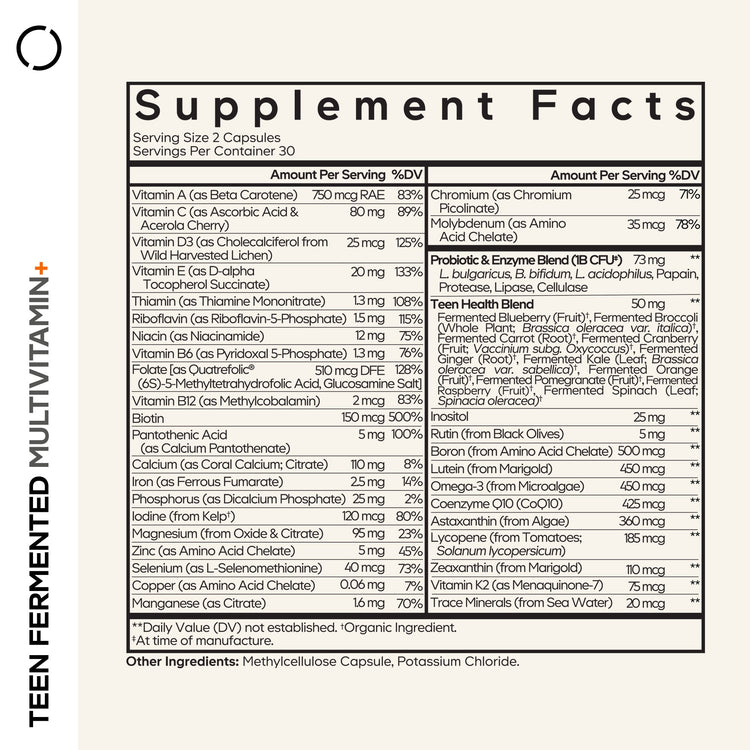 Codeage Teen Fermented Multivitamin+ 60 Vegetable Capsules