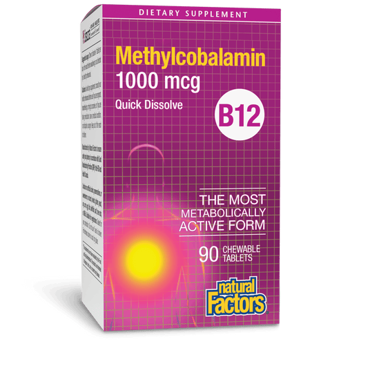 Natural Factors Vitamin B12 Methylcobalamin 1,000 mcg, 90 Chewable Tablets - NZ Health Store