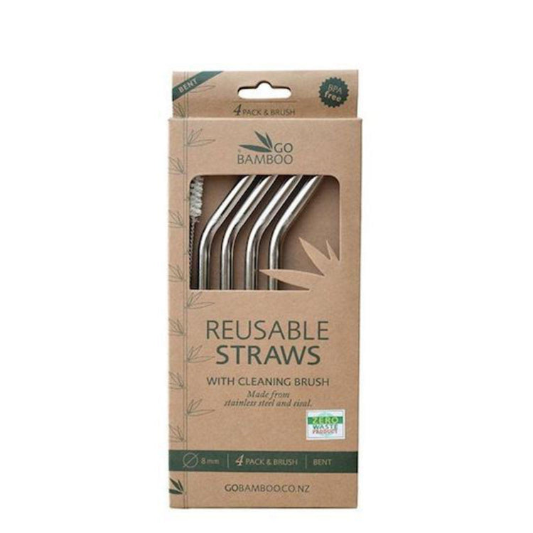 Go Bamboo - Stainless Steel Straws, 4 pack