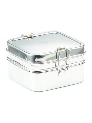 Meals in Steel Twin Layer Square Lunchbox - NZ Health Store