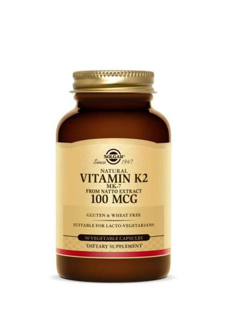 Solgar Natural Vitamin K2 (MK-7) 100 mcg, 50 Vegetable Capsules
