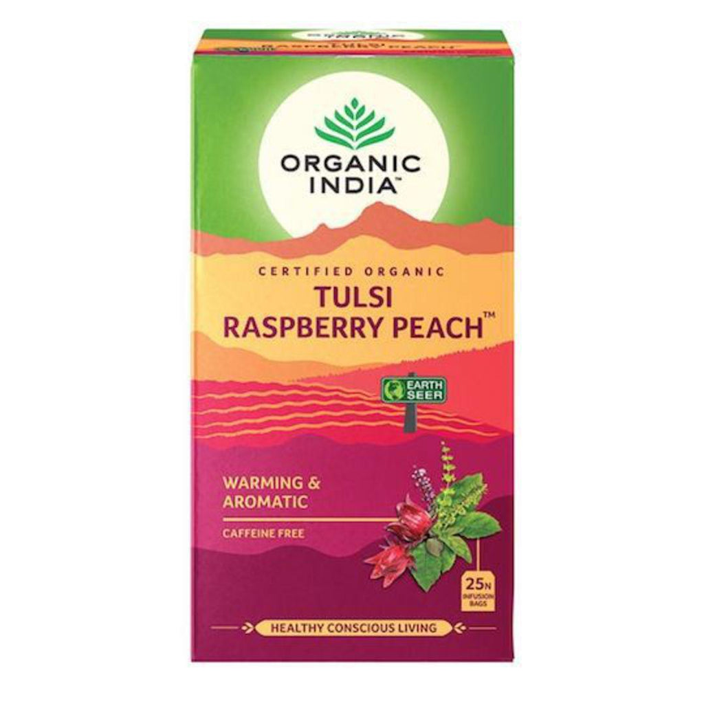 Organic India Tulsi Raspberry Peach, 25 tea bags
