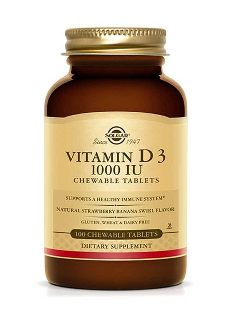 Solgar Vitamin D3 1000 IU, 100 Chewable Tablets